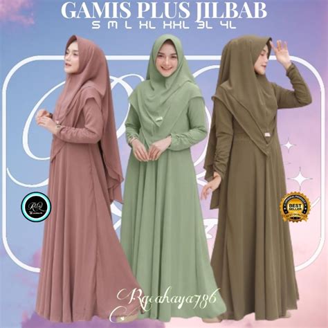 Jual Mayra Syari Set Plus Jilbab Gamis Syari Jilbab Layer Ukuran S M