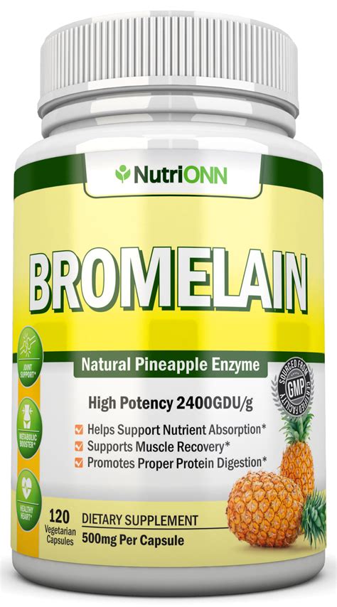 Bromelain 500mg 2400 Gdu 120 Vegetable Capsules Pineapple