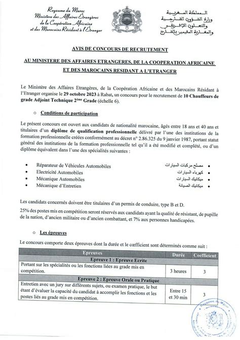 Concours Minist Re Des Affaires Etrang Res Postes Dreamjob Ma