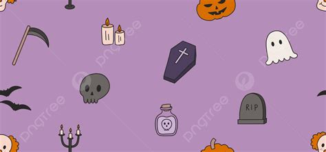 Cute And Simple Purple Halloween Seamless Pattern Background