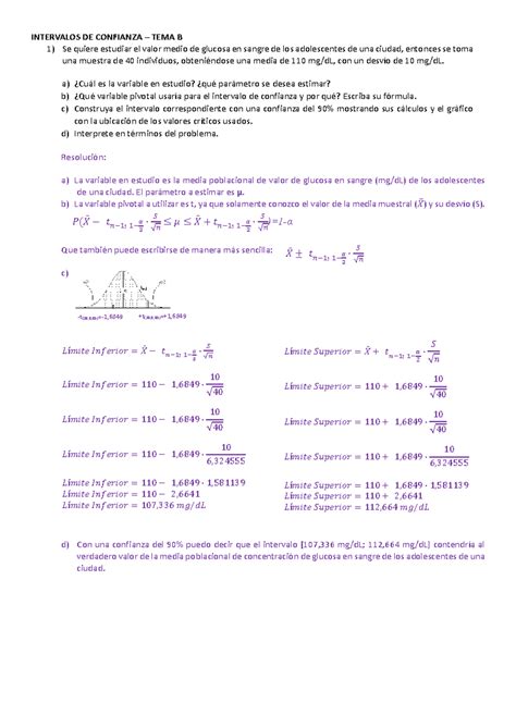 Do Parcial Estadistica Tema B Resuelto Intervalos De Confianza