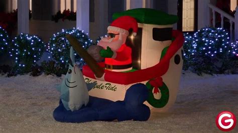 Gemmy Airblown® Inflatable Fishing Santa With Marlin Christmas