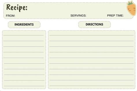 15 Printable Recipe Card Templates【free】 Ziplist