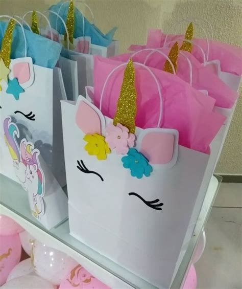 Bolsitas De Unicornio Para Fiesta Con Flores De Papel Decoracion