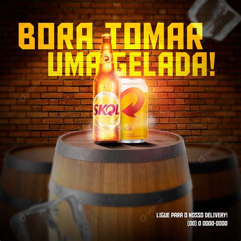 Post Distribuidora Bora Tomar Uma Gelada Cerveja Social Media Psd