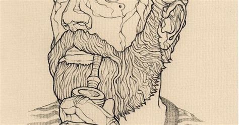 Handsome Bearded Sailor Pencil And Ink Line Drawing By Daria Zaitseva