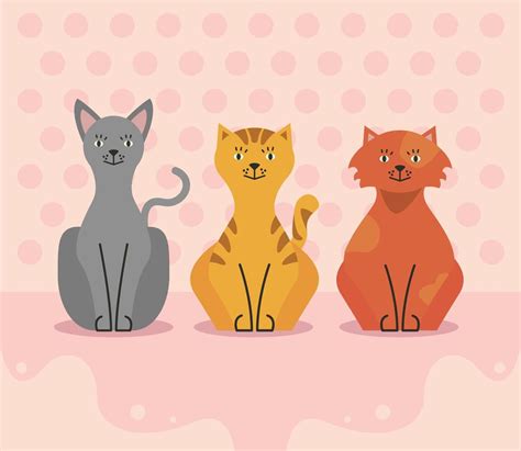 three cats characters 4219547 Vector Art at Vecteezy