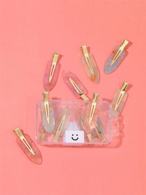 12pcs Hair Clips Set Trendy Color Acrylic No Mark Hair Clips With