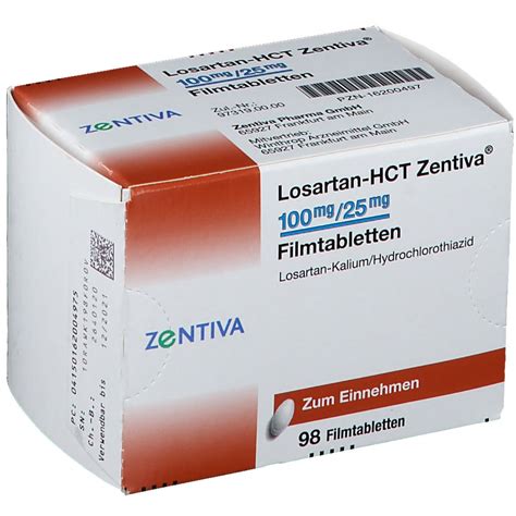 Losartan HCT Zentiva 100 Mg 25 Mg 98 St Mit Dem E Rezept Kaufen Shop