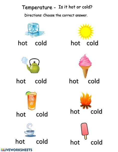 Printable Hot And Cold Objects Worksheets Printable Templates Protal