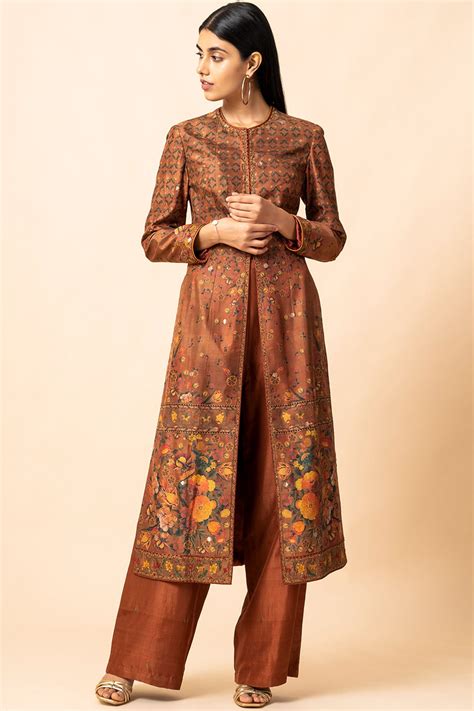 Buy Ekaya Orange Handwoven Banarasi Silk Kurta Set Online Aza Fashions