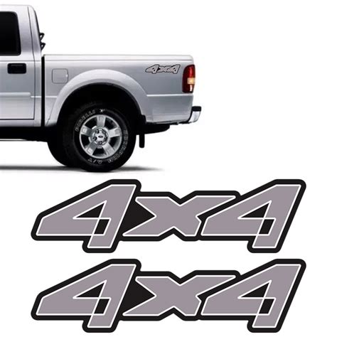 Adesivos 4x4 Ford Ranger 2005 Emblema Lateral Grafite Par