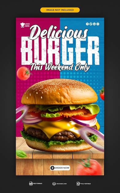 Premium Psd Psd Delicious Burger And Food Menu Instagram And Facebook