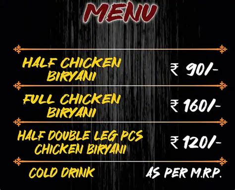 Menu Of The Biryani House Shekhpur Lucknow