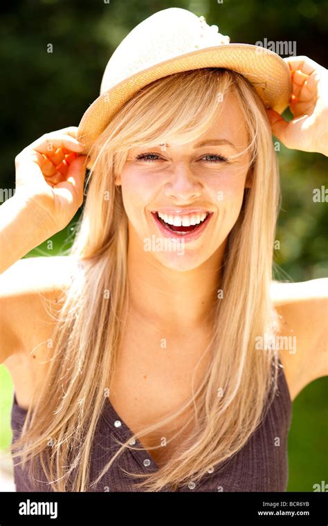 Portrait Of Attractive Blonde Girl Stock Photo Alamy