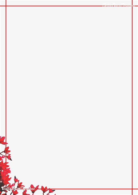 Printable Pretty Red Floral Page Border Designs A4 Png Pdf Etsy Australia