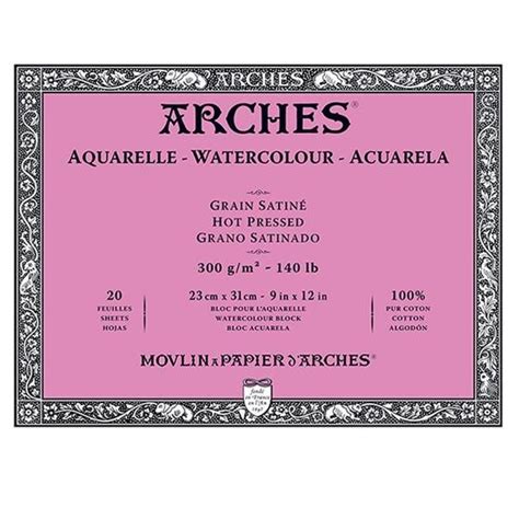 Papel Aquarela Arches Grano Satinado 300Gr 20Fls 23x31cm CANSON