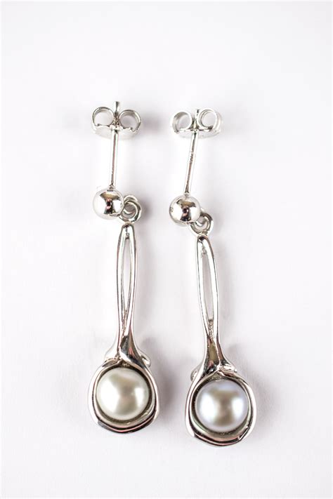 Grey Pearl Drop Earrings Ra Designer Jewellery