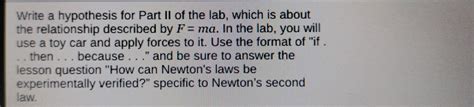 Write A Hypothesis For Part Ii Of The Lab Which Is About The