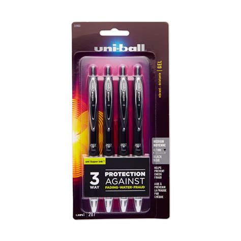 Uni Ball Vision Rollerball Pens Fine Point 07mm Black 4 Count