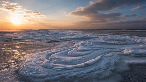 Wallpaper Nature Landscape Ice Sky Clouds Sunset Water Sea