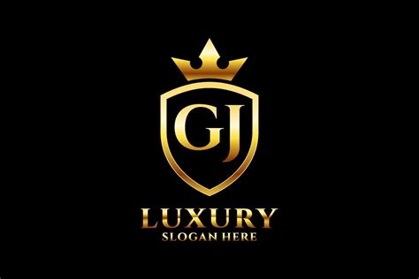 Initial Gj Elegant Luxury Monogram Logo Or Badge Template With Scrolls