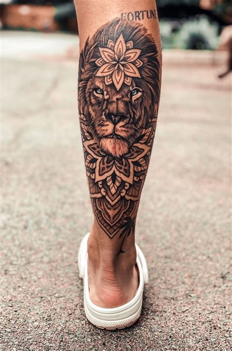 Mandala Lion Tattoo Lion Leg Tattoo Calve Tattoo Deer Head Tattoo