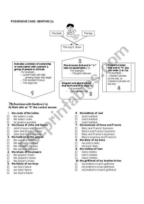 Possessive Case Genitive S Esl Worksheet By Rosyguerra