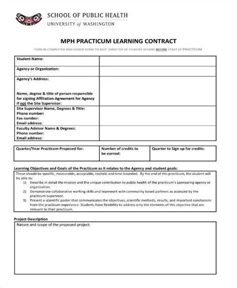 Learning Contract Template Printable And Enjoyable Learning