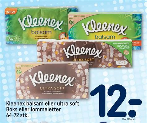 Kleenex Balsam Eller Ultra Soft Boks Eller Lommeletter Tilbud Hos Rema 1000