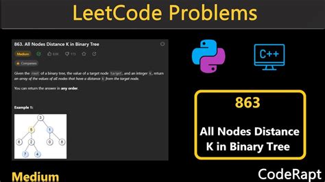 All Nodes Distance K In Binary Tree Leetcode Q 863 Python C