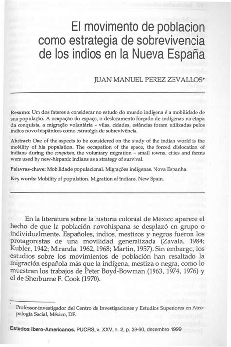 PDF El Movimento De Poblacion Como Estrategia De Sobrevivencia De Los