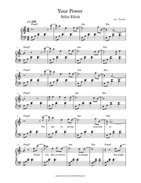 Your Power - Billie Eilish EASY (with lyrics & chords) Sheet music for ...