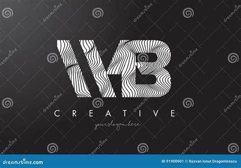 Wb W B Letter Logo With Zebra Lines Texture Design Vector Stock Vector