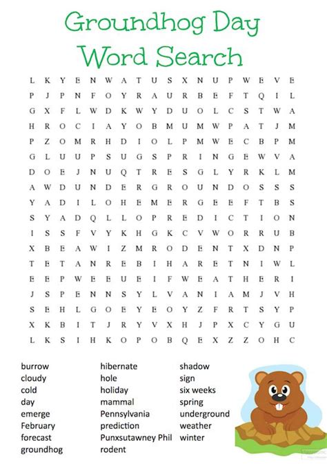 This Fun Free Printable Groundhog Day Word Search Puzzle Contains 23