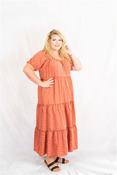 Entro Clothing Plus Size Tiered Boho Midi Dress