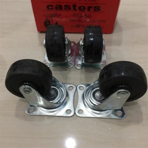 Jual Roda Karet Hitam 2 Inch Hidup Roda Steling Kaca Rak Caster Roda Gp