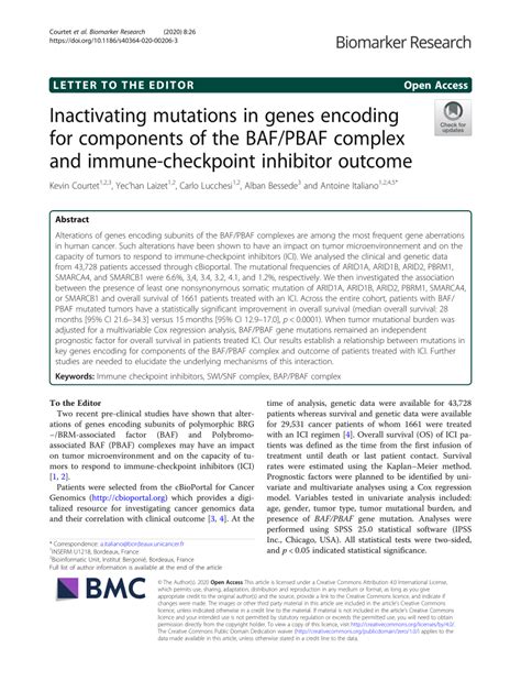 PDF Inactivating Mutations In Genes Encoding For Components Of The