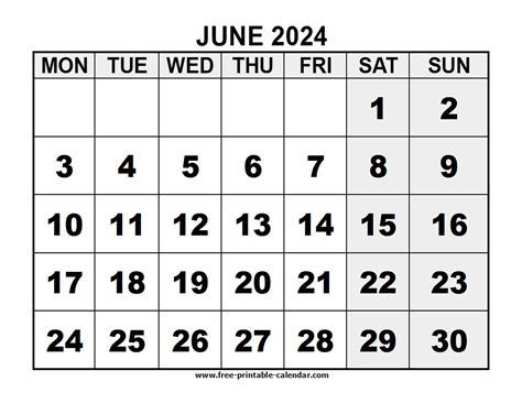 2024 June Free Printable