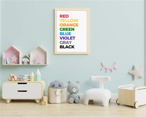 Colors in English Artwork Kids Room Printable Decornursery - Etsy