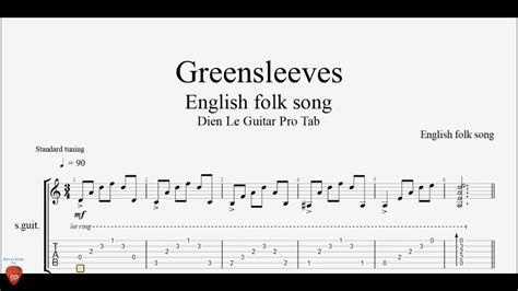 Greensleeves Guitar Tutorial Tab Youtube