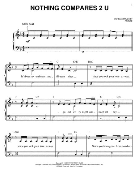 Nothing Compares U By Prince Prince Digital Sheet Music For