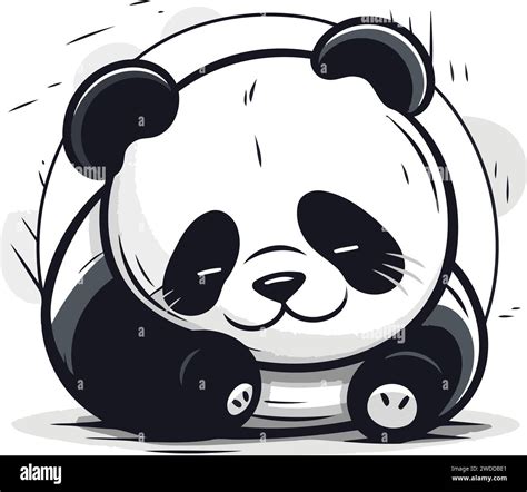 Panda Bear Vector Illustration Cute Cartoon Panda Bear Stock Vector