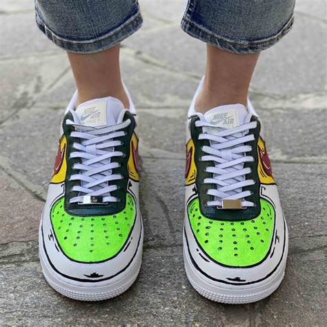 Nike Air Force One Custom Cartoon Verde Llab Scarpe Personalizzate