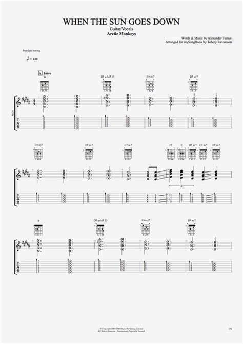 Tablature When The Sun Goes Down De Arctic Monkeys Guitar Pro