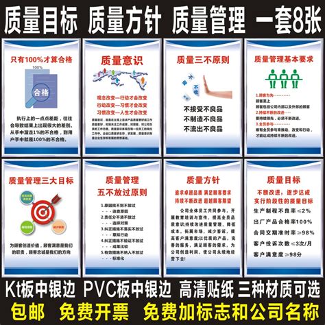 质量方针意识品质管理目标标语挂图企业工厂车间公司文化宣传牌kt虎窝淘