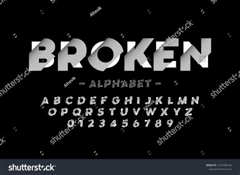 Broken Font Design Alphabet Letters Numbers Stock Vector (Royalty Free ...