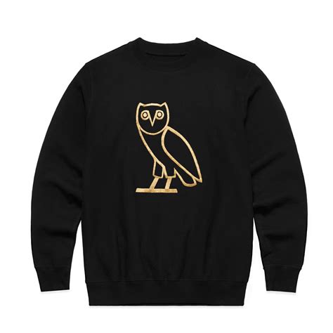 Owl Logo Crewneck Black Long Sleeve Tshirt Men Owl Logo Black