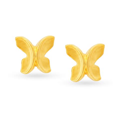 Enchanting Yellow Gold Butterfly Stud Earrings