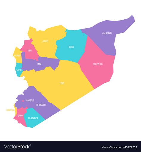 Syria Political Map Of Administrative Divisions Vector Image